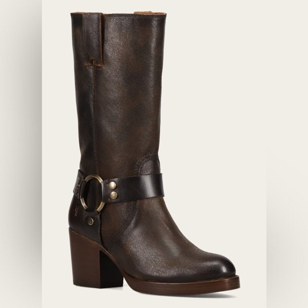 Frye Jean Harness Boot Chocolate 9.5 - Picture 6 of 10